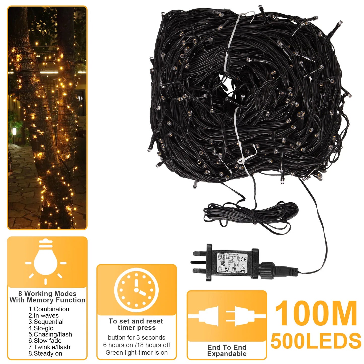 Outdoor Black Wire Fairy String Lights