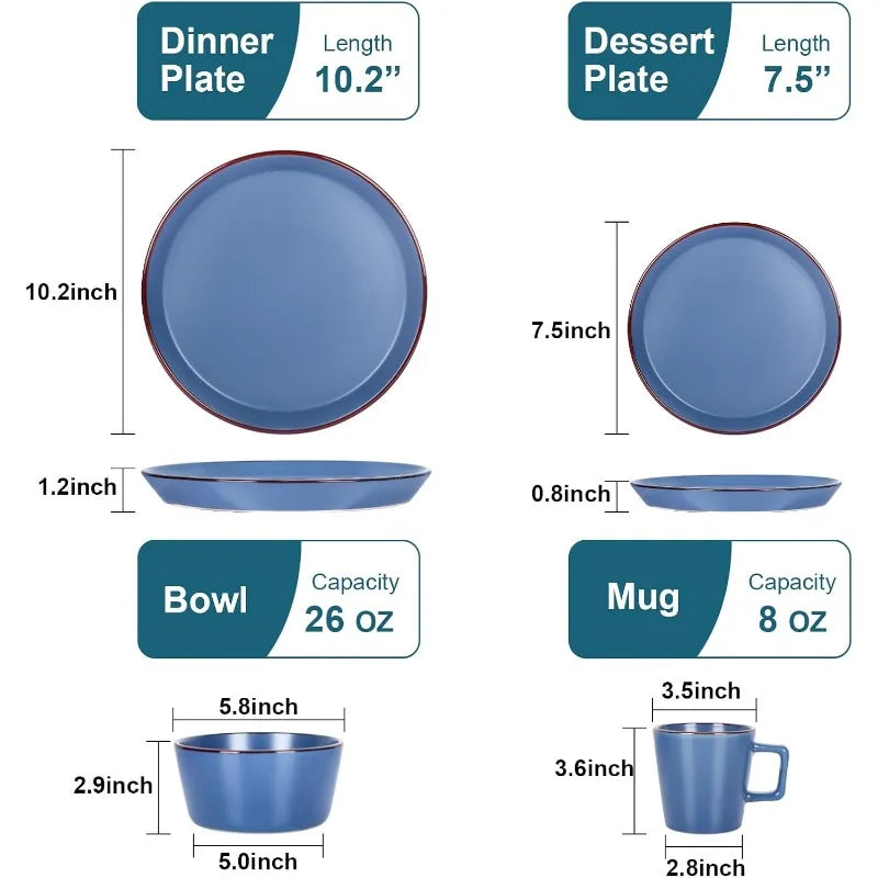 16 Piece Plates And Bowls Dinnerware Set