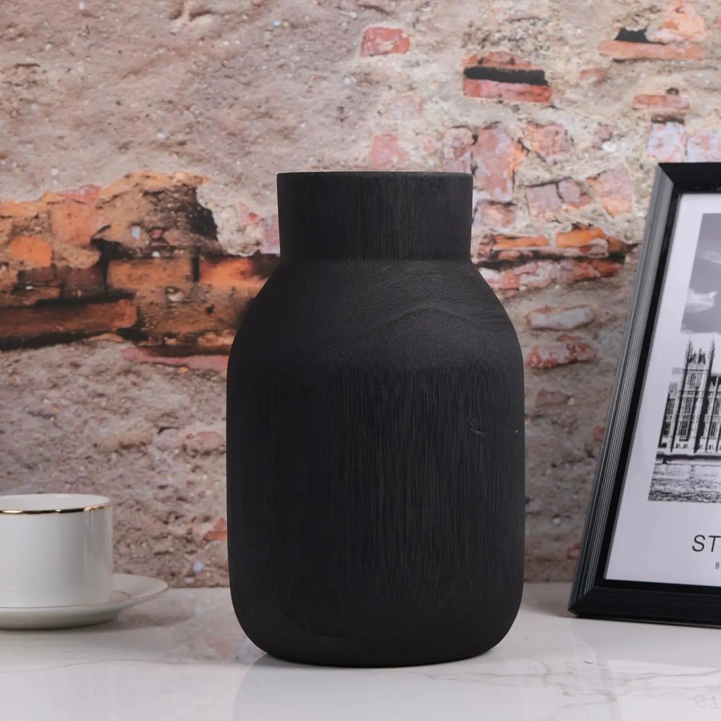 Black Farmhouse Rustic Wooden Vase