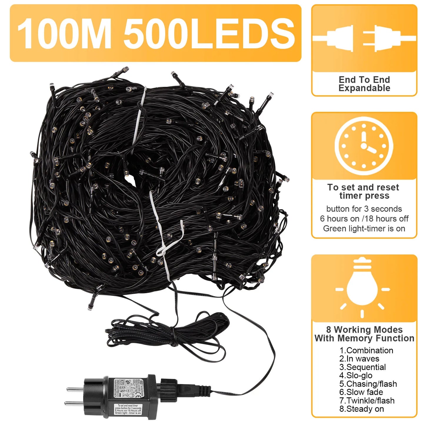 Outdoor Black Wire Fairy String Lights