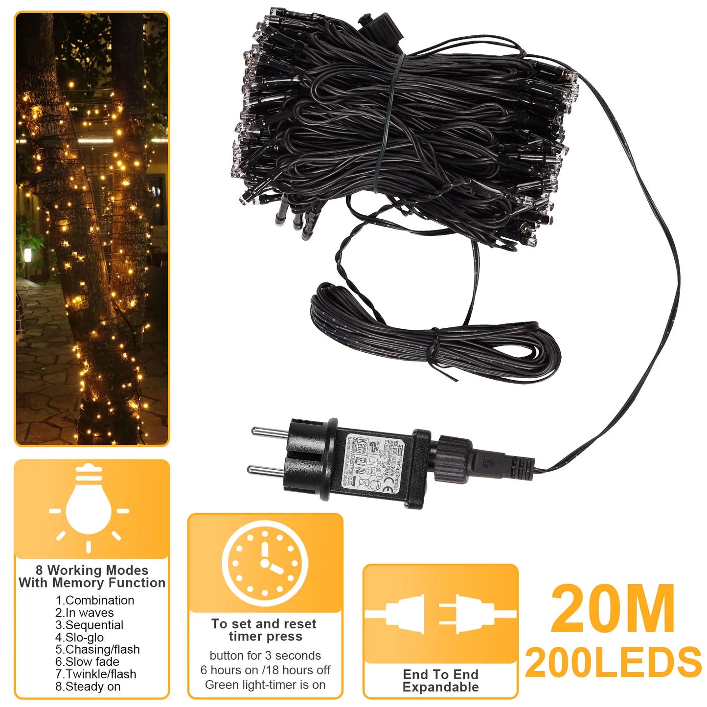 Outdoor Black Wire Fairy String Lights