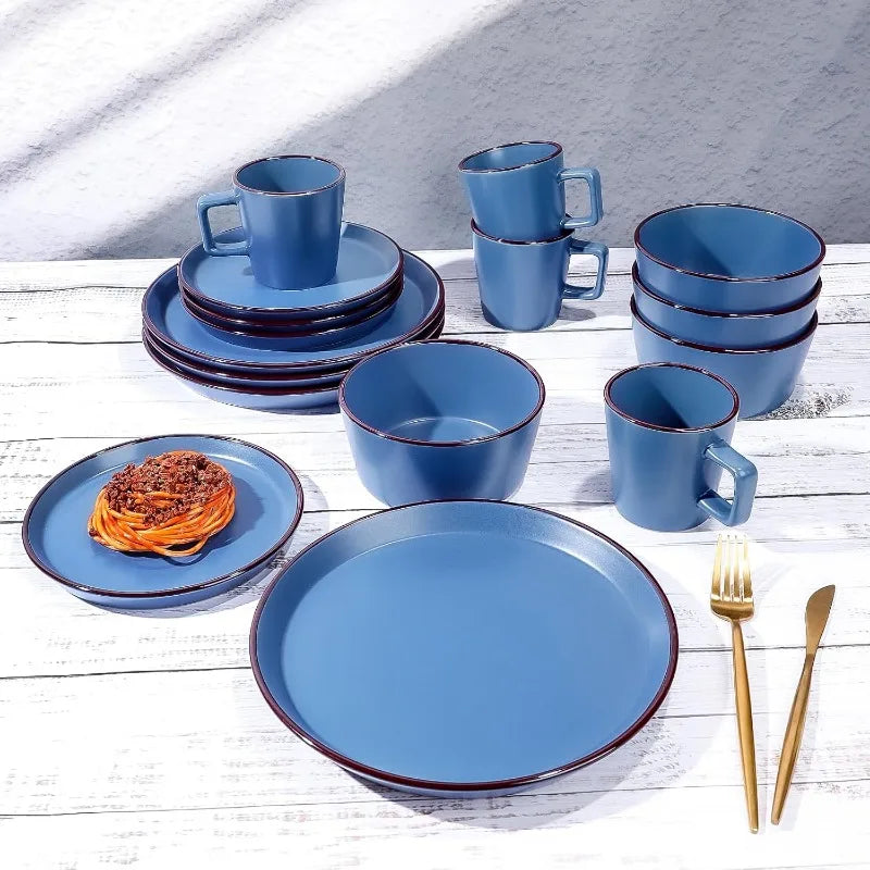 16 Piece Plates And Bowls Dinnerware Set