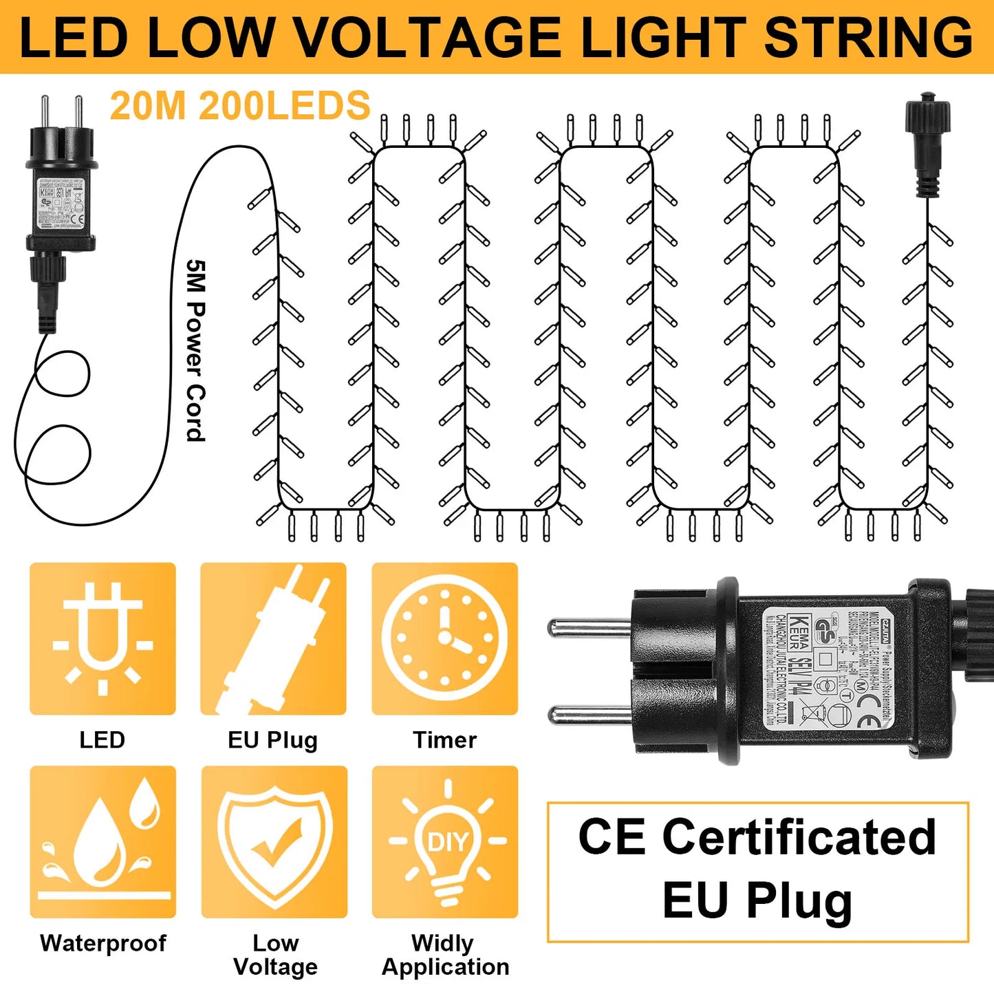 Outdoor Black Wire Fairy String Lights