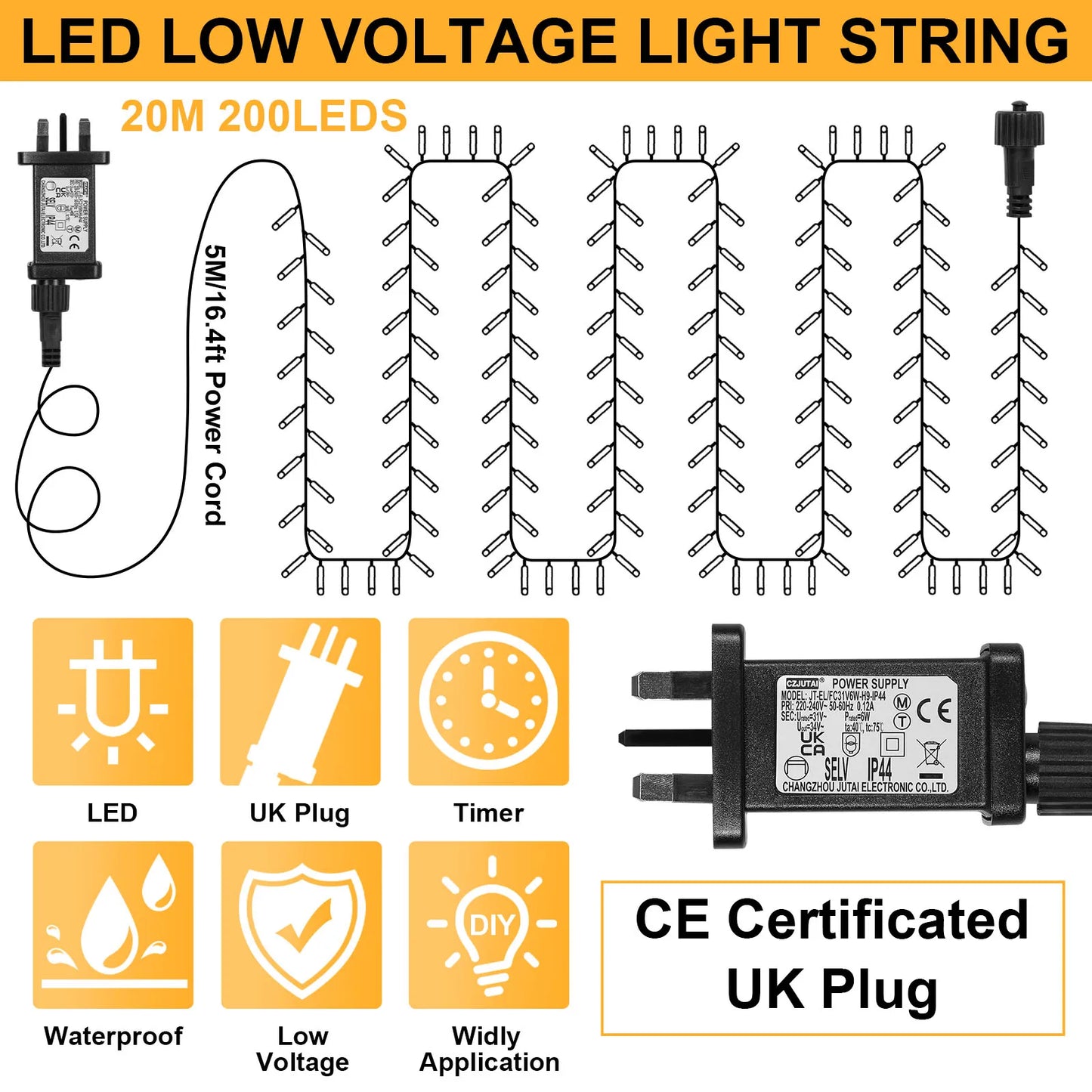 Outdoor Black Wire Fairy String Lights