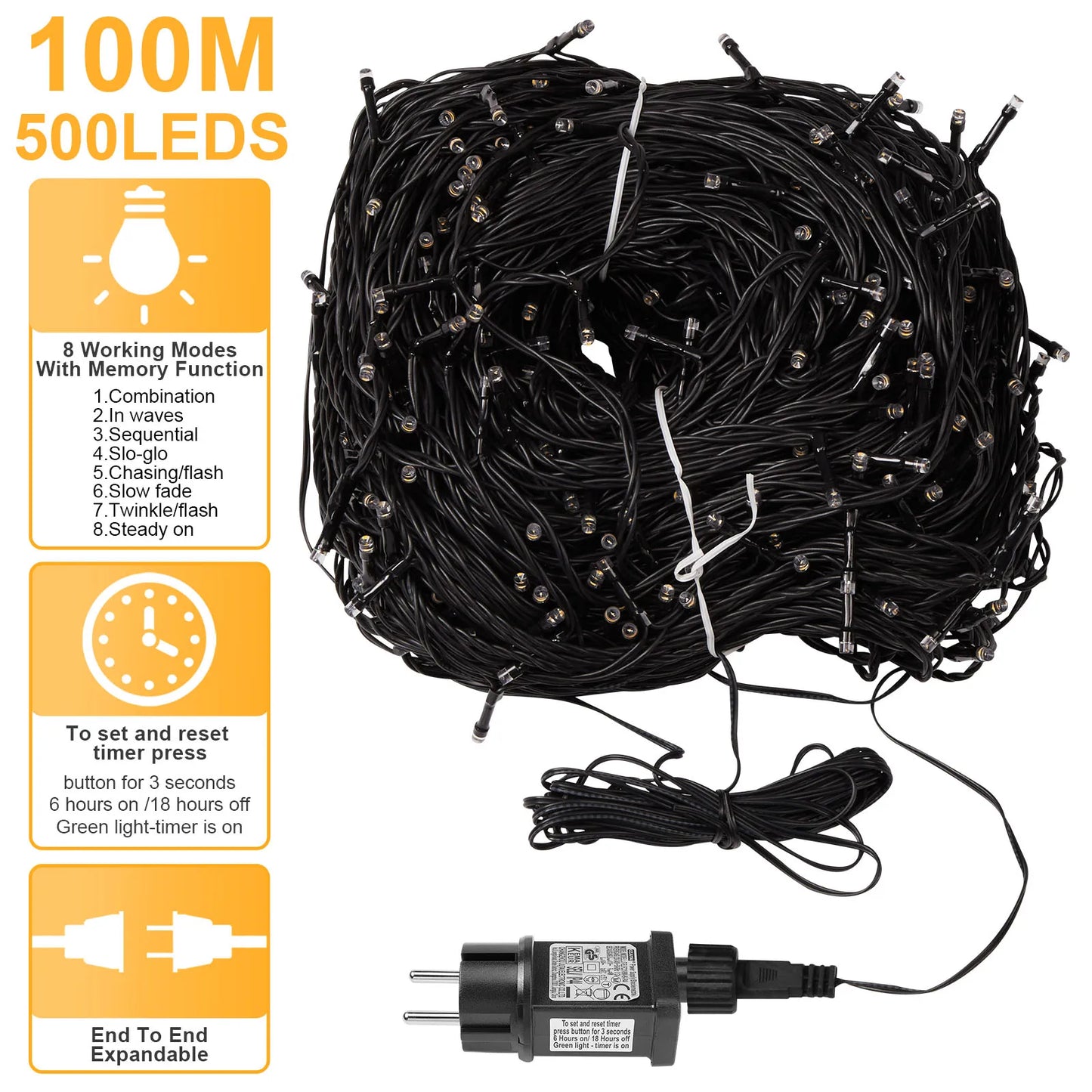 Outdoor Black Wire Fairy String Lights