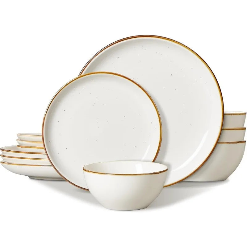 12 Piece Porcelain Plates and Bowls Set