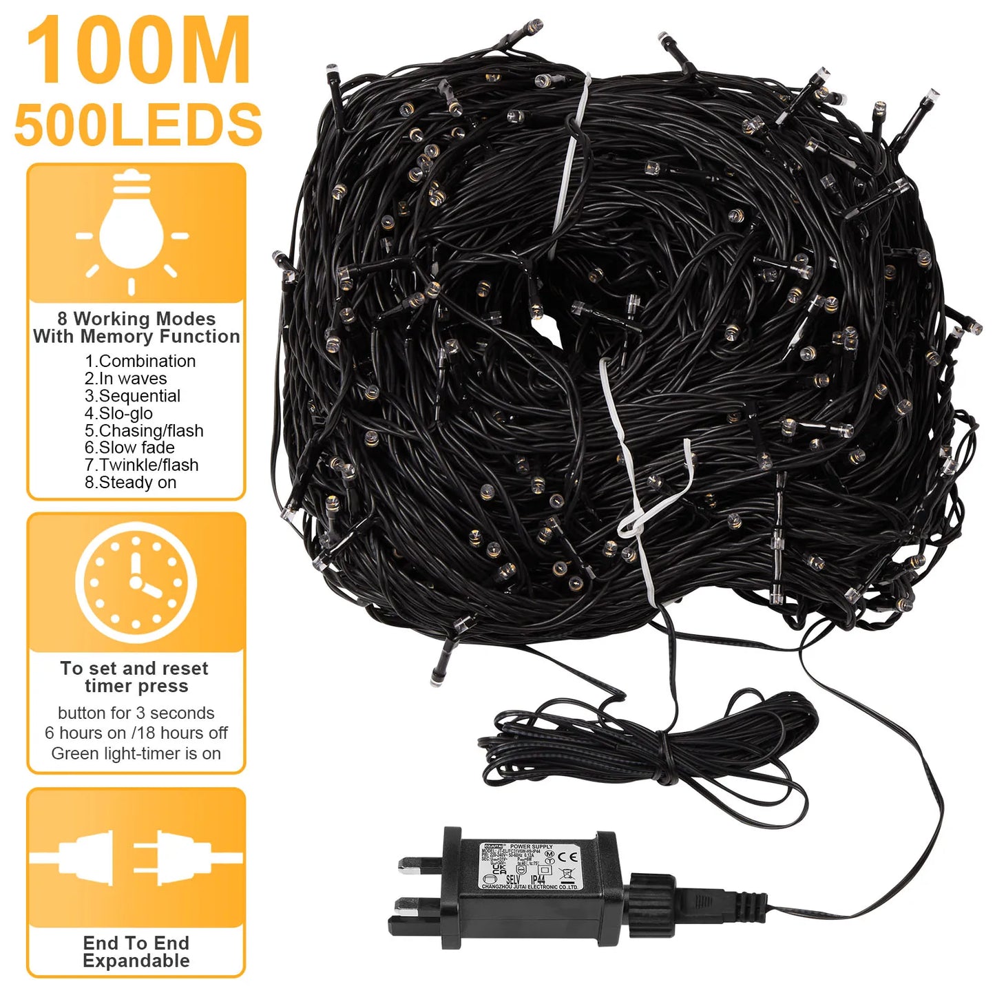 Outdoor Black Wire Fairy String Lights