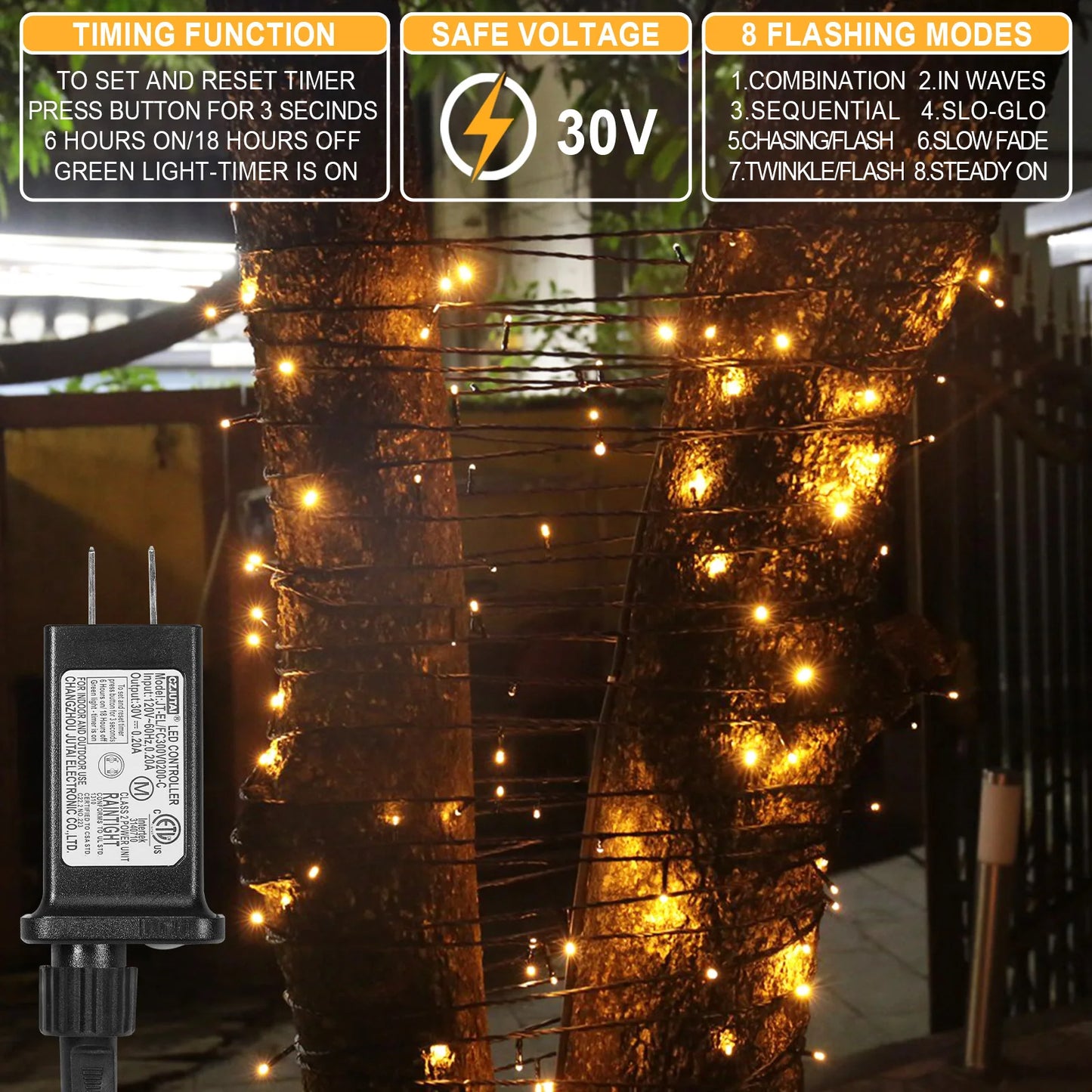 Outdoor Black Wire Fairy String Lights