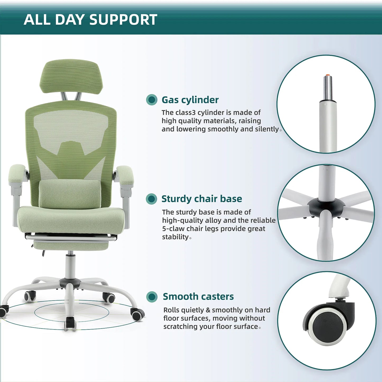 Adjustable Height Reclining High Back Chair