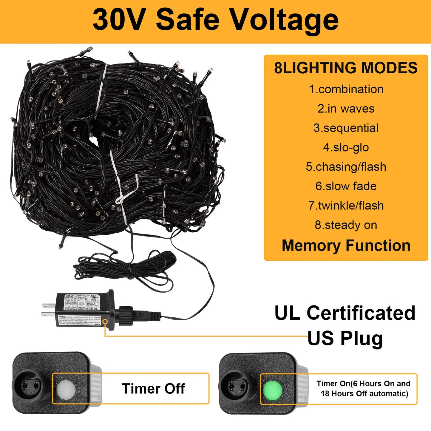 Outdoor Black Wire Fairy String Lights