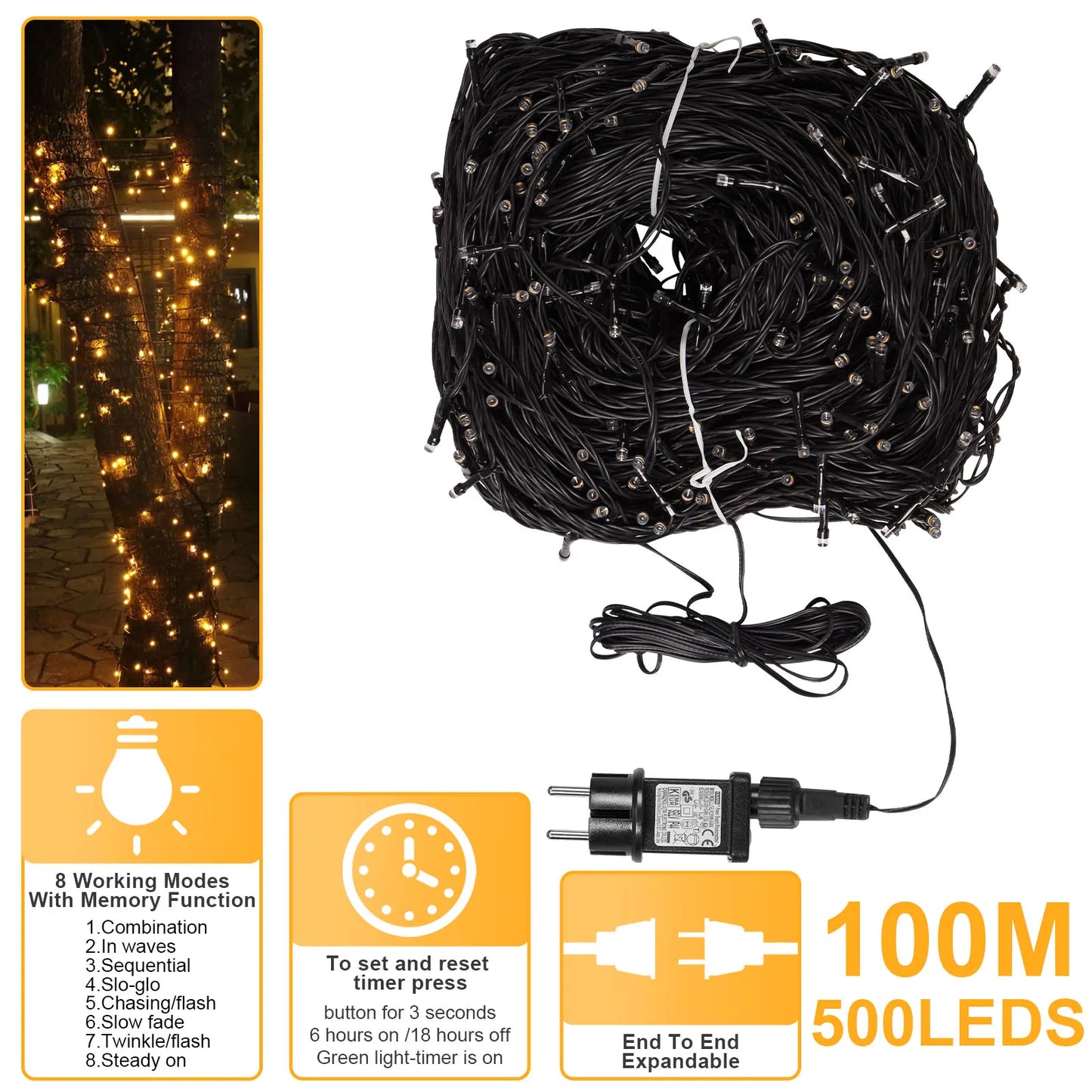 Outdoor Black Wire Fairy String Lights