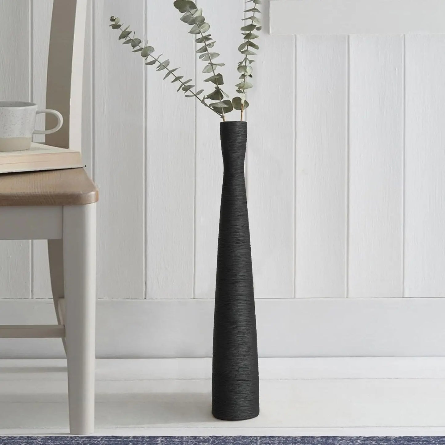 Long Skinny Black Floor Vase